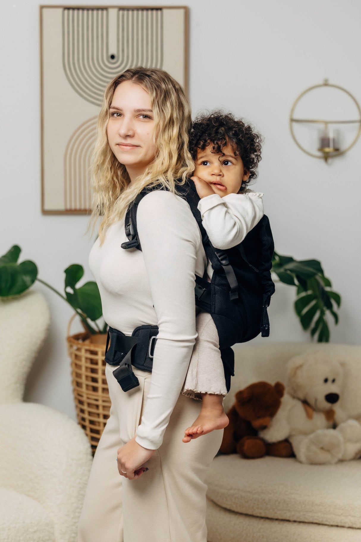LennyLamb LennyPreschool Marsupio per Bambini - Little Herringbone Ebony Black