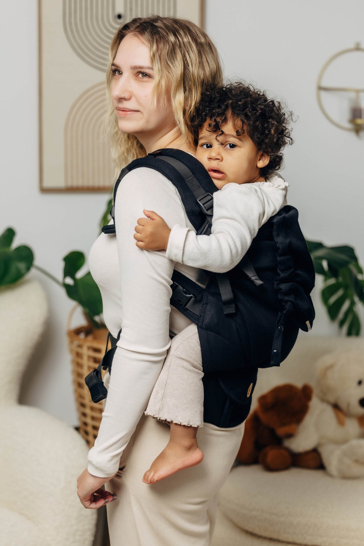 LennyLamb LennyPreschool Marsupio per Bambini - Little Herringbone Ebony Black