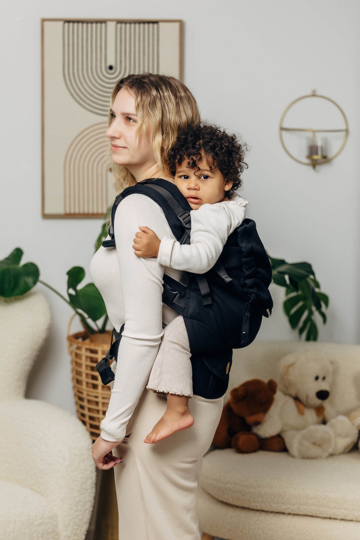 LennyLamb LennyPreschool Marsupio per Bambini - Little Herringbone Ebony Black