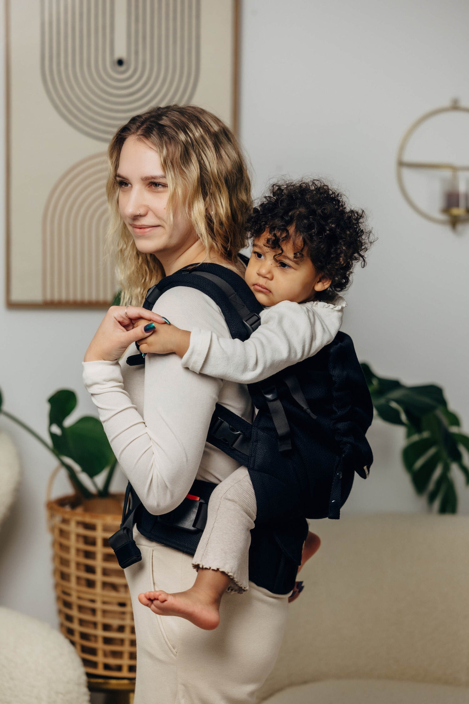 LennyLamb LennyPreschool Marsupio per Bambini - Little Herringbone Ebony Black