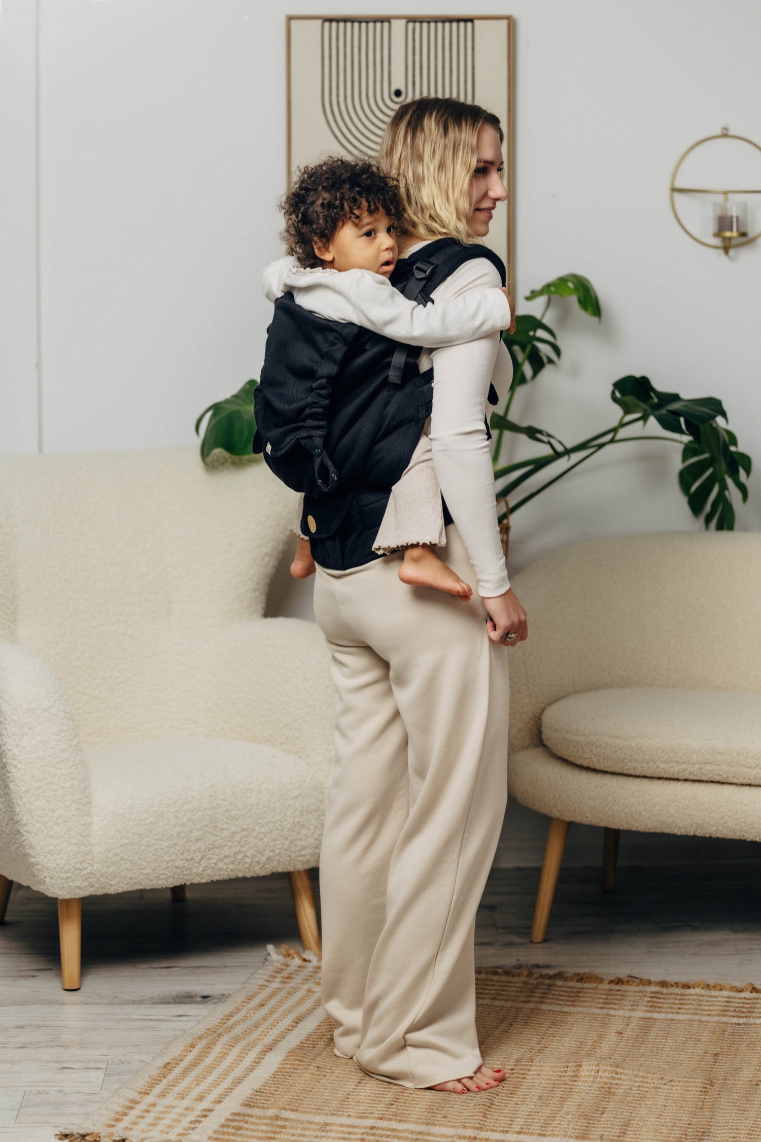 LennyLamb LennyPreschool Marsupio per Bambini - Little Herringbone Ebony Black