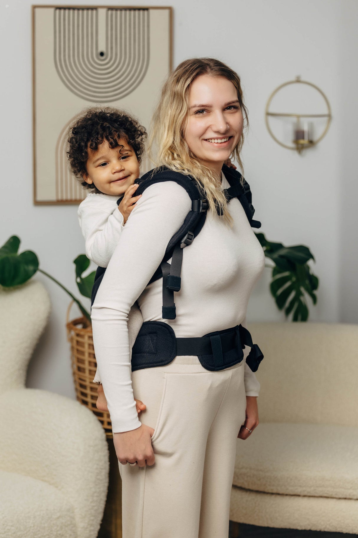 LennyLamb LennyPreschool Marsupio per Bambini - Little Herringbone Ebony Black