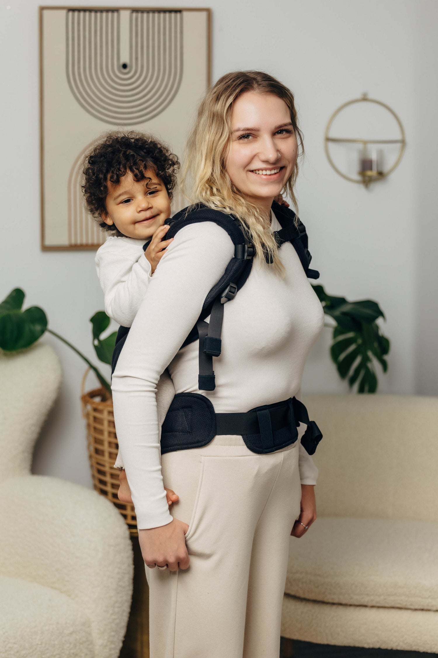 LennyLamb LennyPreschool Marsupio per Bambini - Little Herringbone Ebony Black