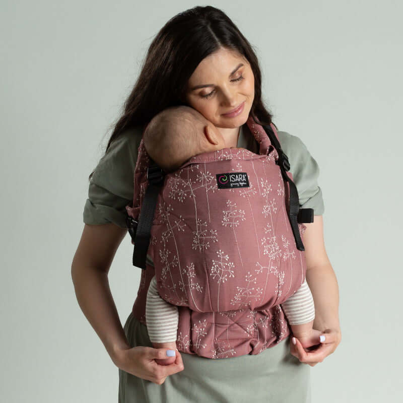 Isara The One - Meadow Grass baby carrier in use with child, perfect for all body types and adventures | Babymaxi