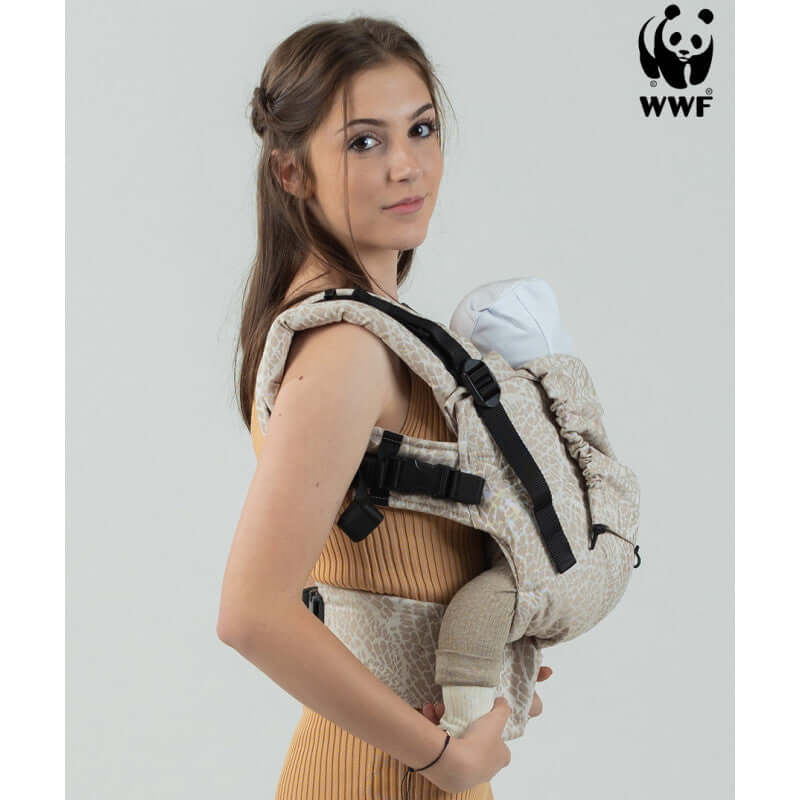 Isara The One - Majestic Ivory Forest baby carrier with child, supporting all sizes and ages | Babymaxi