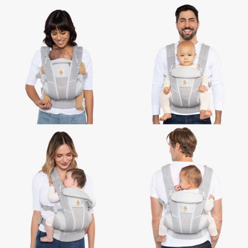 Ergobaby Omni Breeze - Graphite Grey ergonomic baby carrier, SoftFlex Mesh, versatile all-day comfort | Babymaxi