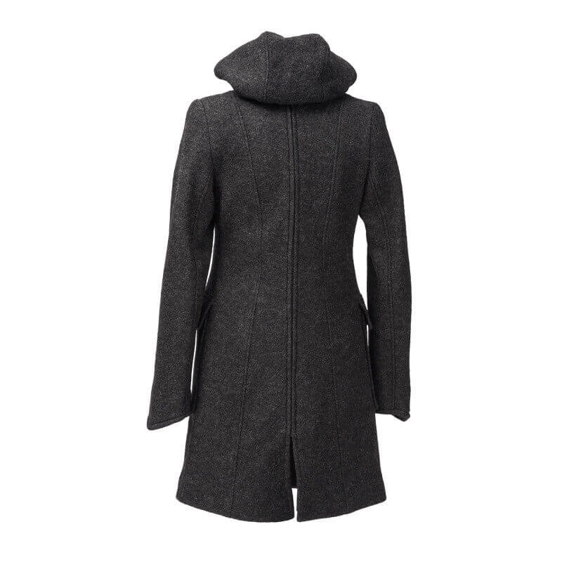 Mamalila Hooded Babywearing Coat Vienna - Anthracite back view, versatile boiled wool design, windproof and dirt-repellent | Babymaxi