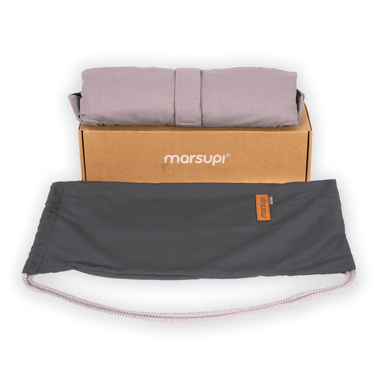 Marsupi Classic - Ocean Blue baby carrier laid out with packaging, showcasing ergonomic design and convenience | Babymaxi