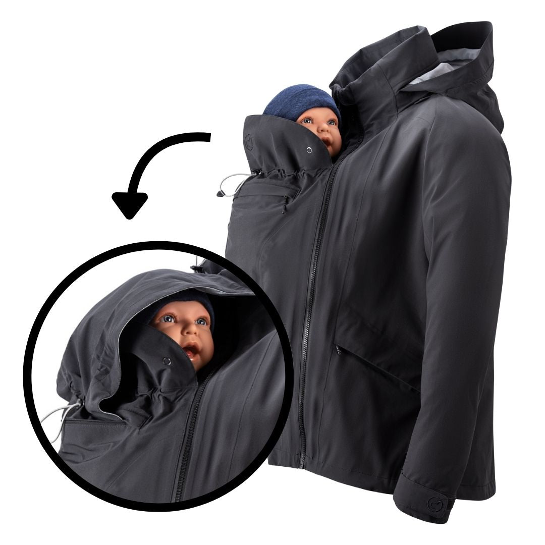 Mamalila Explorer Papà Giacca Portabebè Impermeabile - Black