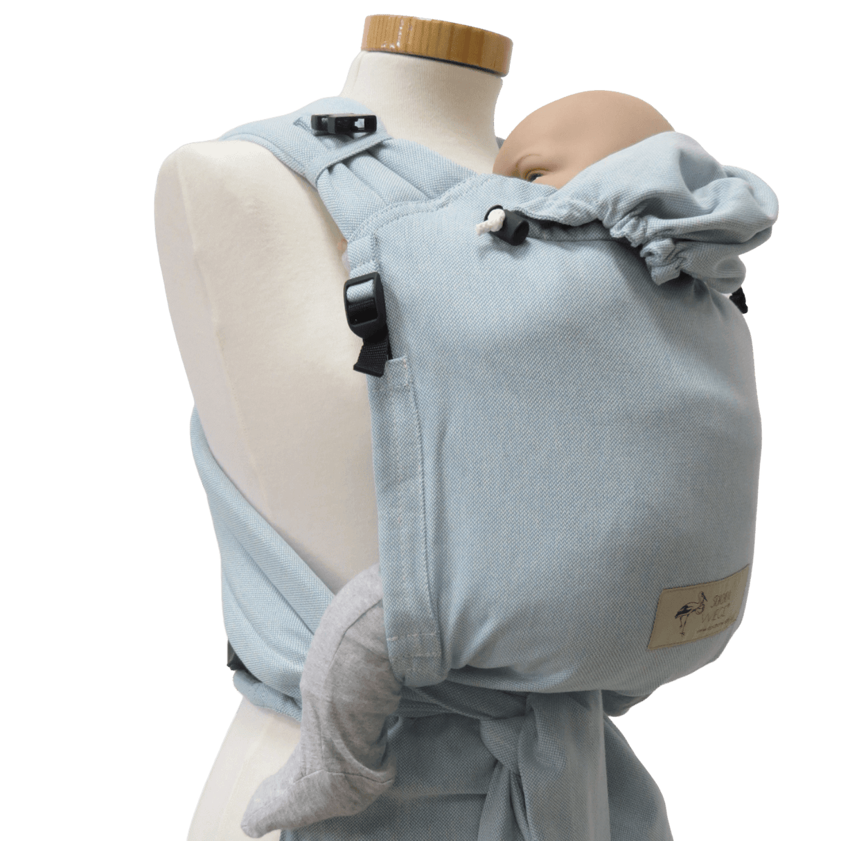 Storchenwiege Talemo BabyCarrier - Aqua with baby in safe and cozy position | Babymaxi