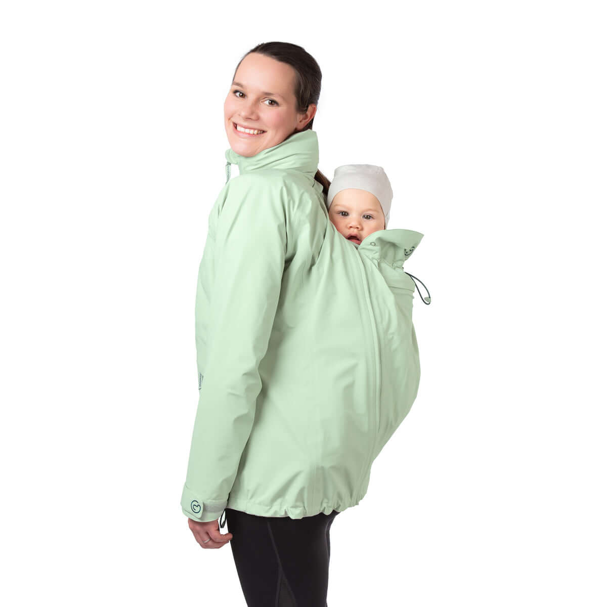Mamalila Explorer Outdoor Baby Carrier Jacket - Mint showing a mother with her baby, perfect for outdoor activities | Babymaxi