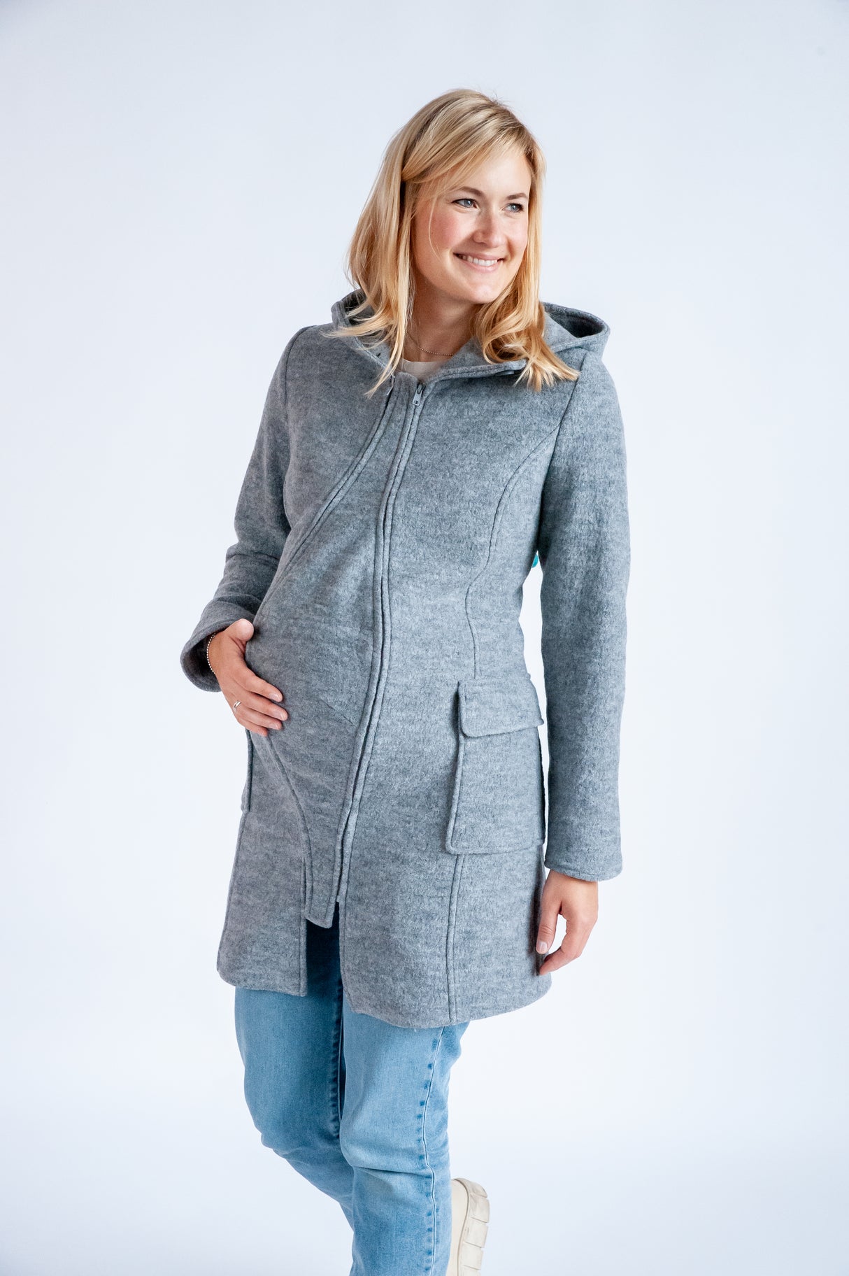 Mamalila Cappotto Portabebè con Cappuccio Vienna - Light Grey
