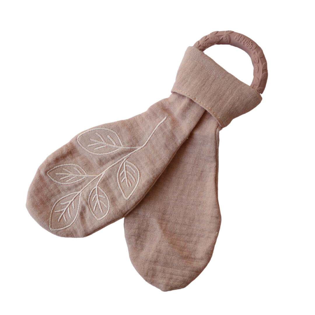 Organic Baby Teether & Activity Toy – Perfect for Carriers with soft muslin cloth and rubber teething ring | Babymaxi