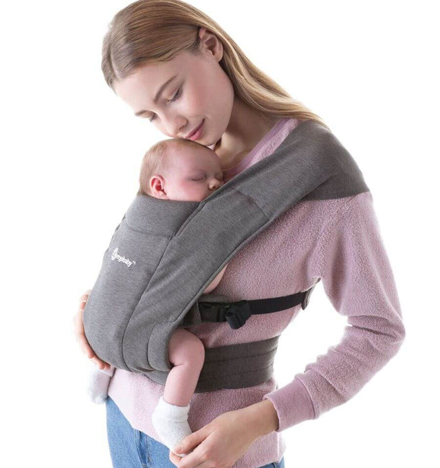 Ergobaby Embrace - Heather Grey baby carrier in use by a mother, showcasing comfort and ergonomic design | Babymaxi