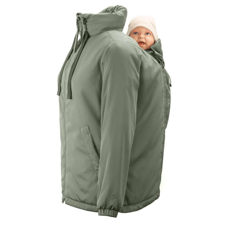 Mamalila Boston Babywearing Jacket - Agave with baby insert for front and back carrying | Babymaxi