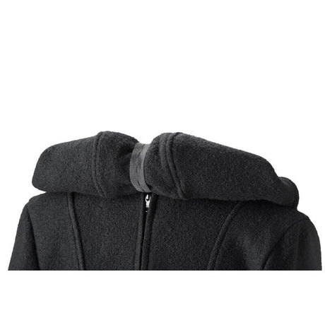 Mamalila Hooded Babywearing Coat Vienna - Anthracite close-up showing the stylish hood design | Babymaxi