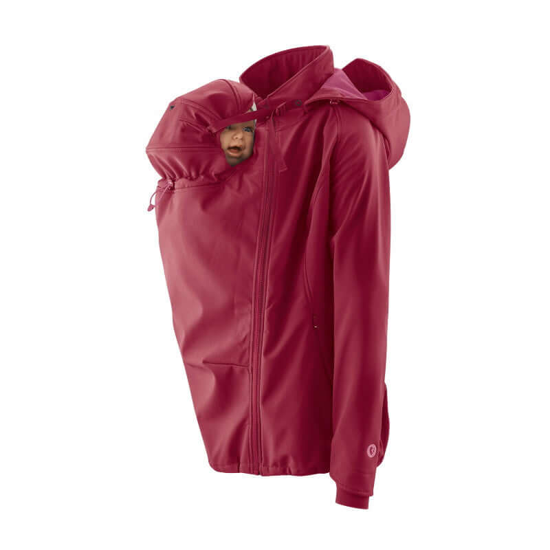 Mamalila Softshell Babywearing Jacket Allrounder - Berry with baby pocket for comfortable carrying | Babymaxi
