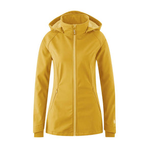Mamalila Softshell Babywearing Jacket Allrounder - Mustard front view, versatile outerwear, stylish and functional | Babymaxi