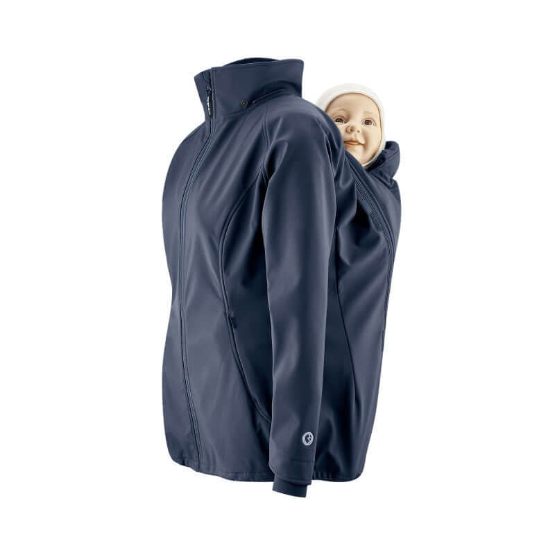 Mamalila Softshell Babywearing Jacket Allrounder - Navy with removable lining and windproof membrane | Babymaxi