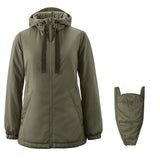 Mamalila Boston Babywearing Jacket Olive, front view with detachable baby insert