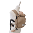 Stochenwiege Valeno Baby Carrier - Sand on mannequin with doll, ergonomic full-buckle design for comfort and safety | Babymaxi