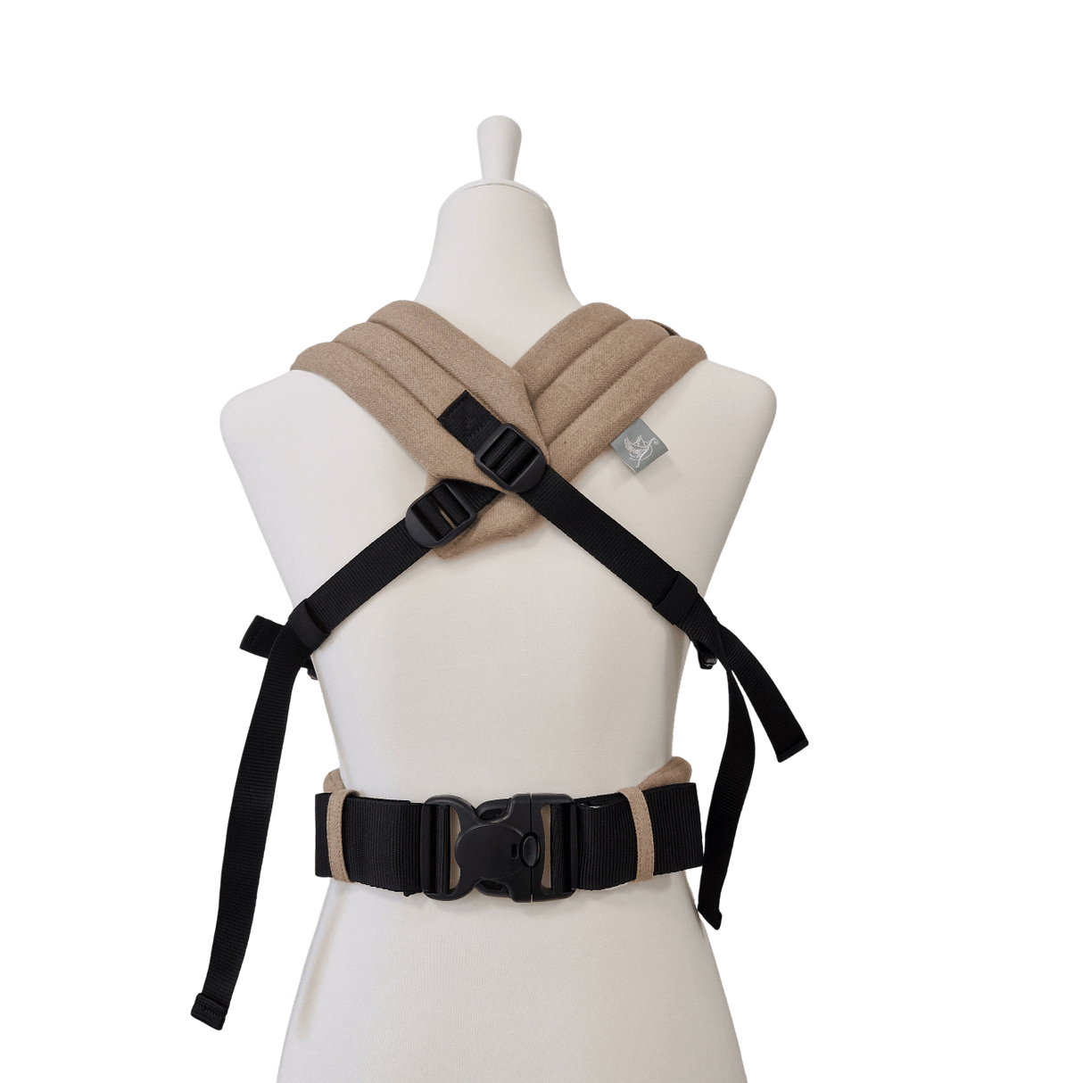 Stochenwiege Valeno Baby Carrier - Sand back view showcasing ergonomic full-buckle design and adjustable straps | Babymaxi