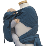 Storchenwiege Bondima Wrap Baby Carrier - Turquoise in use, showing ergonomic design for carrying babies comfortably | Babymaxi