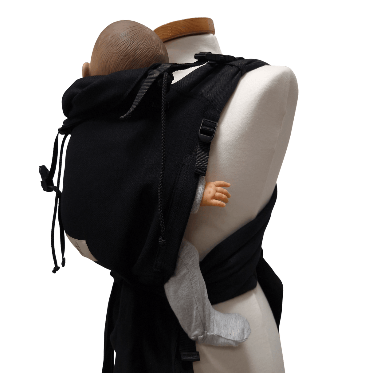 Storchenwiege Talemo Half-Buckle Baby Carrier - Black, adjustable carrier for comfortable baby wearing | Babymaxi