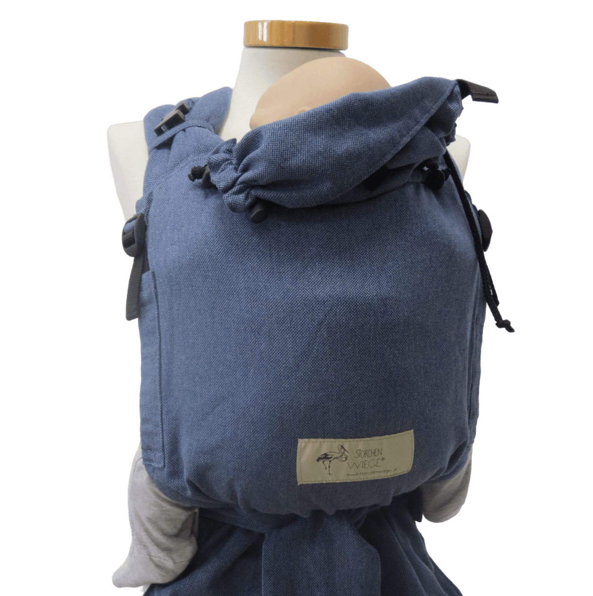 Storchenwiege Talemo Half-Buckle Baby Carrier - Denim with adjustable straps | Babymaxi