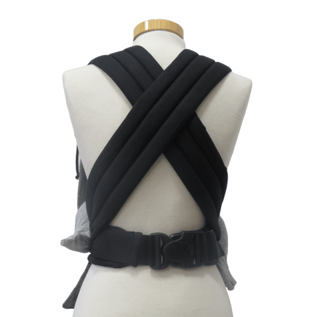 Back view of the Storchenwiege Talemo Half-Buckle Baby Carrier - Leo Black White showcasing adjustable straps | Babymaxi