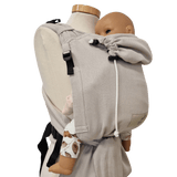 Storchenwiege Talemo Half-Buckle Baby Carrier - Moonstone with adjustable straps and baby doll | Babymaxi