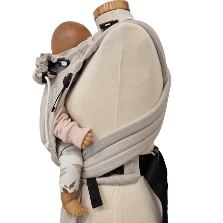 Storchenwiege Talemo Half-Buckle Baby Carrier - Moonstone with baby doll for optimal fit | Babymaxi