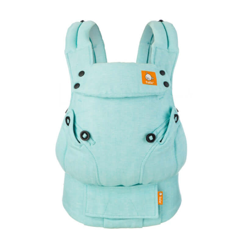 Tula Linen Explore - Robin baby carrier in mint green, ergonomic front facing design, adjustable features | Babymaxi