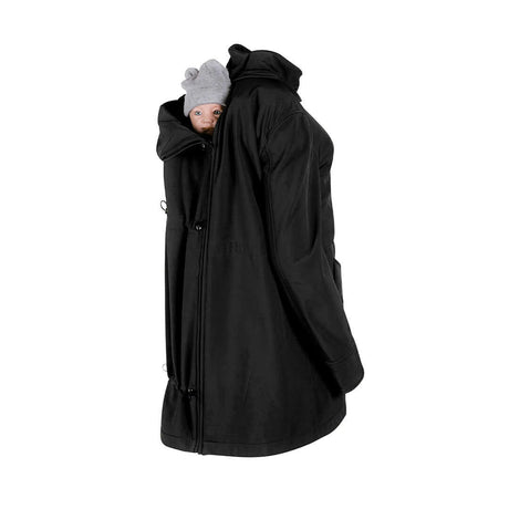 Wombat & Co. London - Shell Baby Carrier Coat - Black with baby inside hooded pocket | Babymaxi