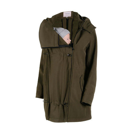 Wombat & Co. London - Shell Babywearing Coat - Camo Green with baby carrier feature | Babymaxi