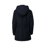 Back view of Wombat & Co. London - Wallaby Maternity & Babywearing Coat - Navy, showcasing its stylish design | Babymaxi