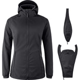 Mamalila Softshell Babywearing Jacket Allrounder Fit Black, front view with pregnancy insert and baby insert