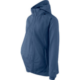 Mamalila Softshell Babywearing Jacket Allrounder Fit Navy, maternity jacket with pregnancy insert, side view